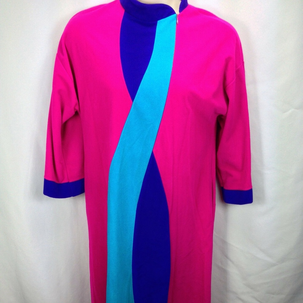 Vintage Vanity Fair Velour Robe Med Colorblock